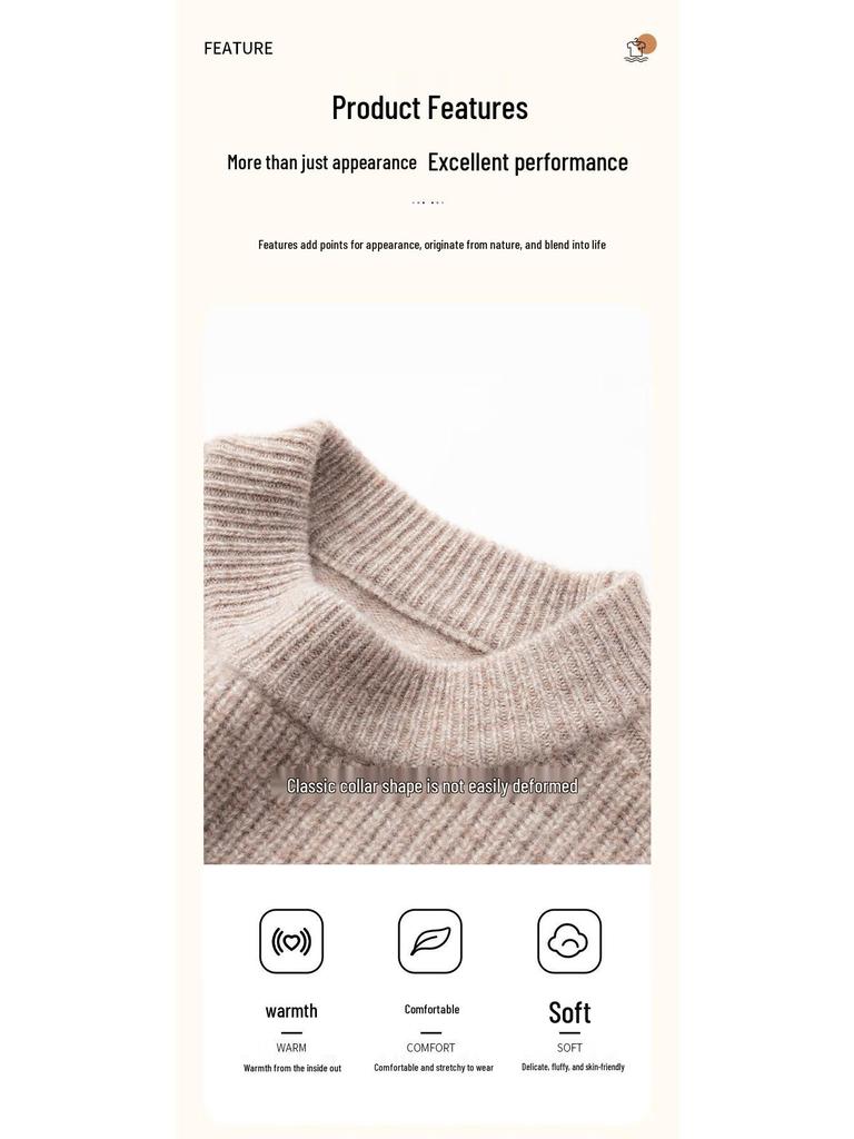 Fengxun Men's 100% Pure Wool Crew Neck Sweater FXT6413