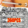 80-360Pcs Stainless Steel Washer Assortment Kits Metal Screw Flat Washers Rings Plain Gaskets Fasteners for Screws Bolts M2-M12