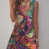Summer Ladies 3D Printed Sleeveless Dress Fashion Versatile Breathable Trend Casual