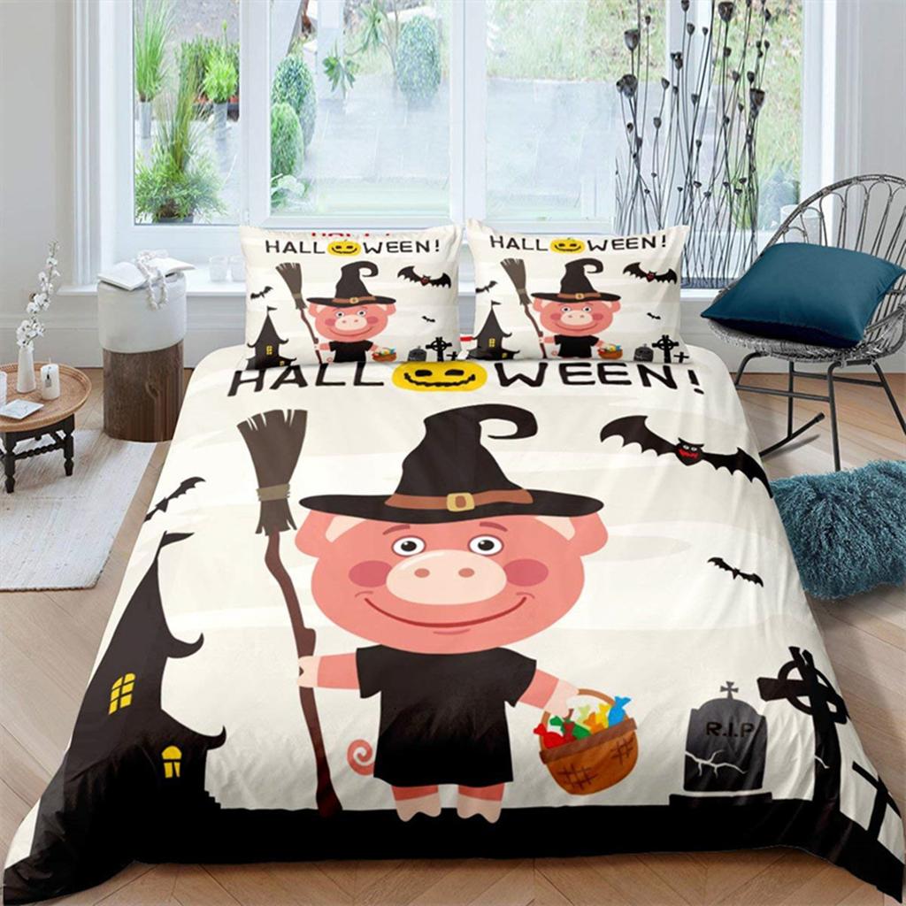 Cartoon Cute Pink Pig Duvet Cover for Children Boys Girls Microfiber Pigs Floral Cartoon Farm Animals Theme Bedroom Decorations