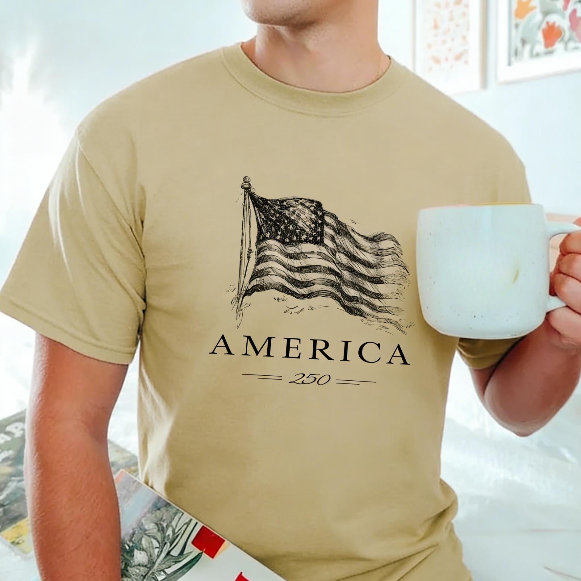 

250th America Anniversary Shirt Unisex Women Vintage Short Sleeve USA 250 Years Tshirts Fashion Independence Day Tees 4XL