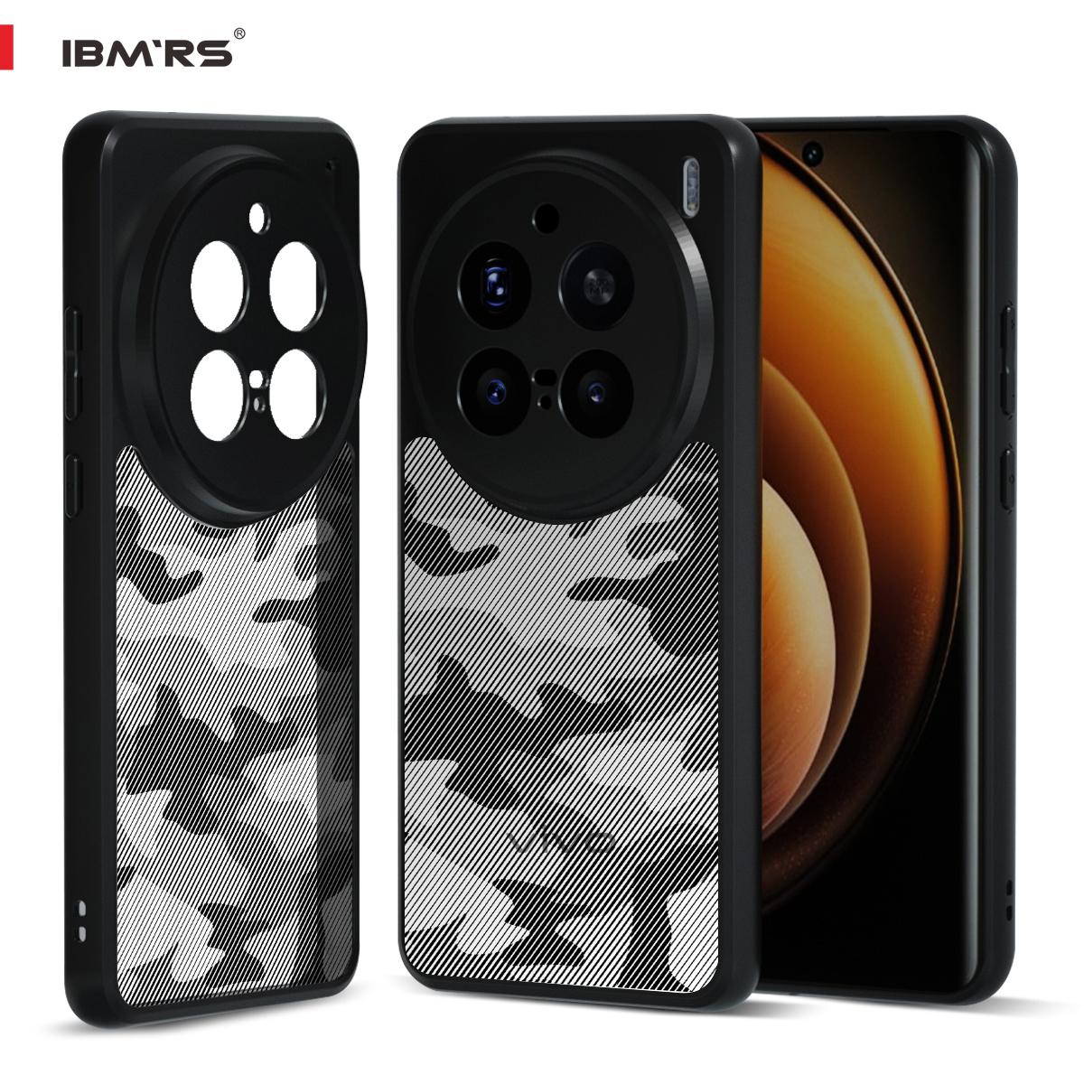 (В комплекте ремешок на запястье)Чехол IBMRS для vivo X200 Pro, полупрозрачный матовый тонкий ударопрочный защитный чехол с защитой от отпечатков пальцев - черный камуфляж