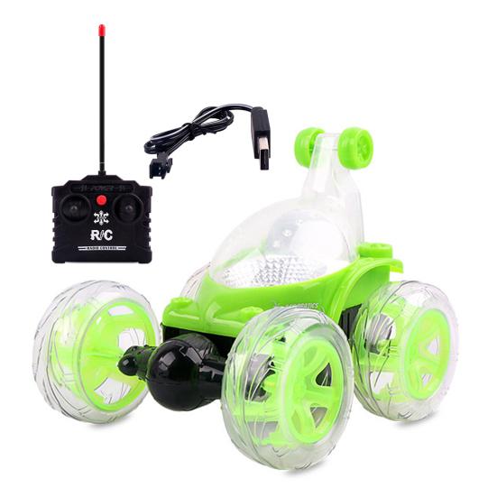 

Игрушечная машинка для трюков с дистанционным управлением и музыкальным светом, вращающаяся на 360 градусов, детский трюк зелёный