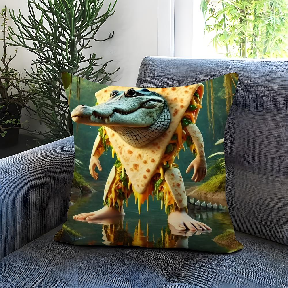 CAT MONKRY II-Italian BrainrotS Cushion Cover Comfortable Reversible Pillow Cover Ideal for Car Sofa Bedroom & Beyond