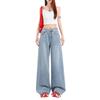 Spring Summer Premium Lyocell Tencel Relaxed Drape Wide Leg Saber Cut Floor Sweeping Denim Long Pants Female Casual Pants Oversize Denim Trousers