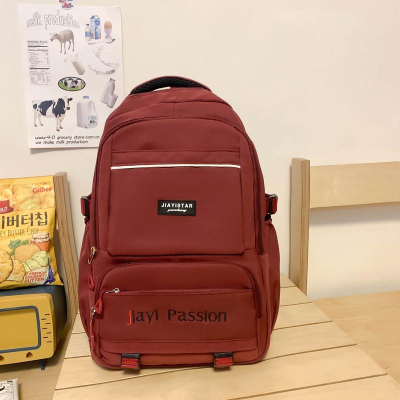 Students Schoolbag Women's Senior High School Backpack Letter Print Large Capacity Backpack