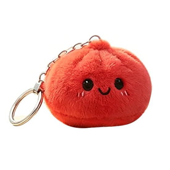 

Steamed Bun Pendant Keychain with Smile Face Soft Plush Rabbit Fur Stress Reliever Portable Bag Charm for Kids Adults Skin-Friendly Anxiety Relief червоний
