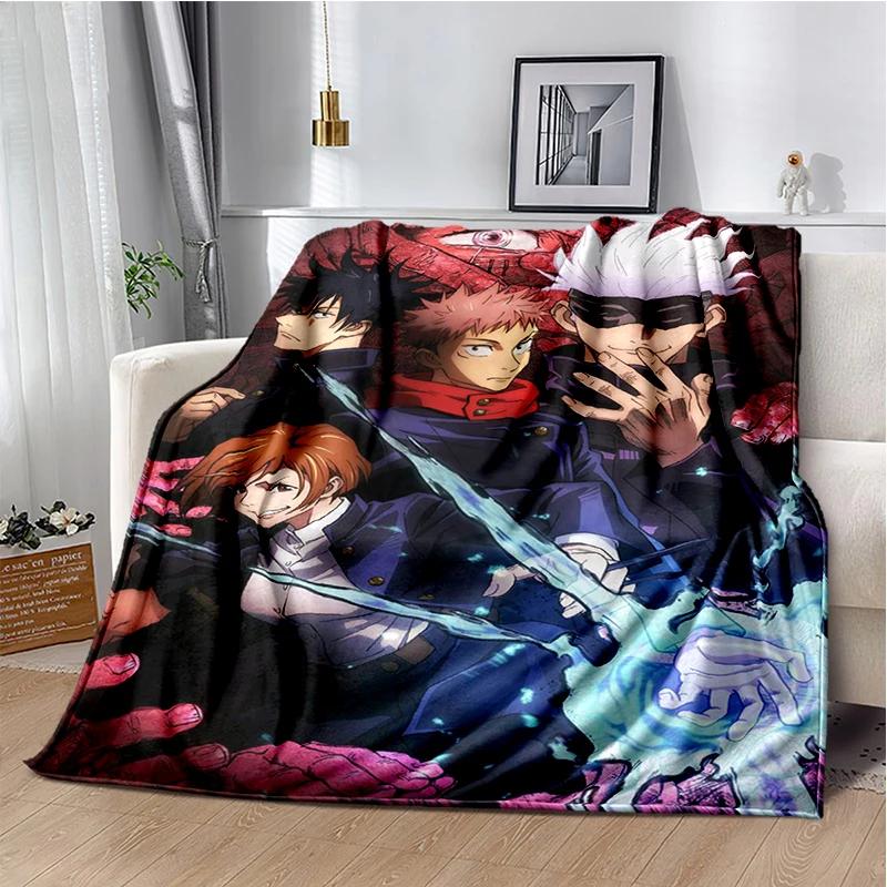 Cartoon Anime Jujutsu Kaisen Throws Blanket Kid Super Soft Blankt for Travel Couch Sofa Picnic Bed Flannel Blanket Birthday Gift