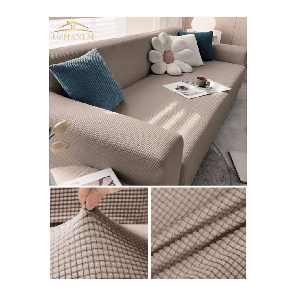 Lycra Stretch Elastic Flexible Washable Square Pattern Three-seater Sofa Cover Sofa Cover