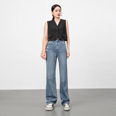 RAIN.CUN Women's High-Waist Slim Flare Jeans