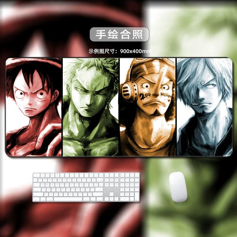 One Piece Leather Mouse Pad Oversized Small Office Gaming Keyboard Pad Desk Pad Bristle Bracelet Monkey D. Luffy Roronoa Zoro Decorative Desk Mat
