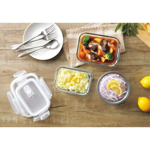 Kakusee HO-05 Home Meal - Heat-Resistant Glass Storage Container with Steam Valve, Rectangular, 1000ml, Clear