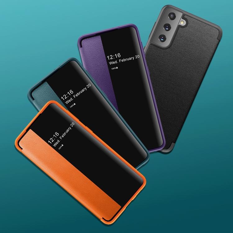 For Samsung Galaxy S21 5G Magnetisk Sidevisning Støtsikker Horisontal Flip Lærveske