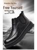 Men's Chelsea Martin Retro Leather Ankle Boots - British Style Mid-Top for Autumn/Winter