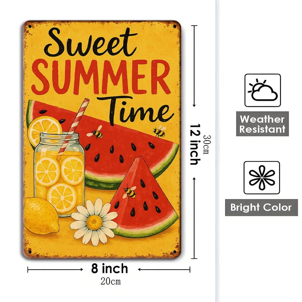 Vintage "Sweet Summertime" metal sign, 8x12 inch.