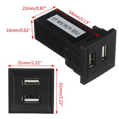 Car USB Charger Dual Socket For Volkswagen Voor VW T5 Transporter 2003-2009 USB Interfaces Connector Auto Charging Parts