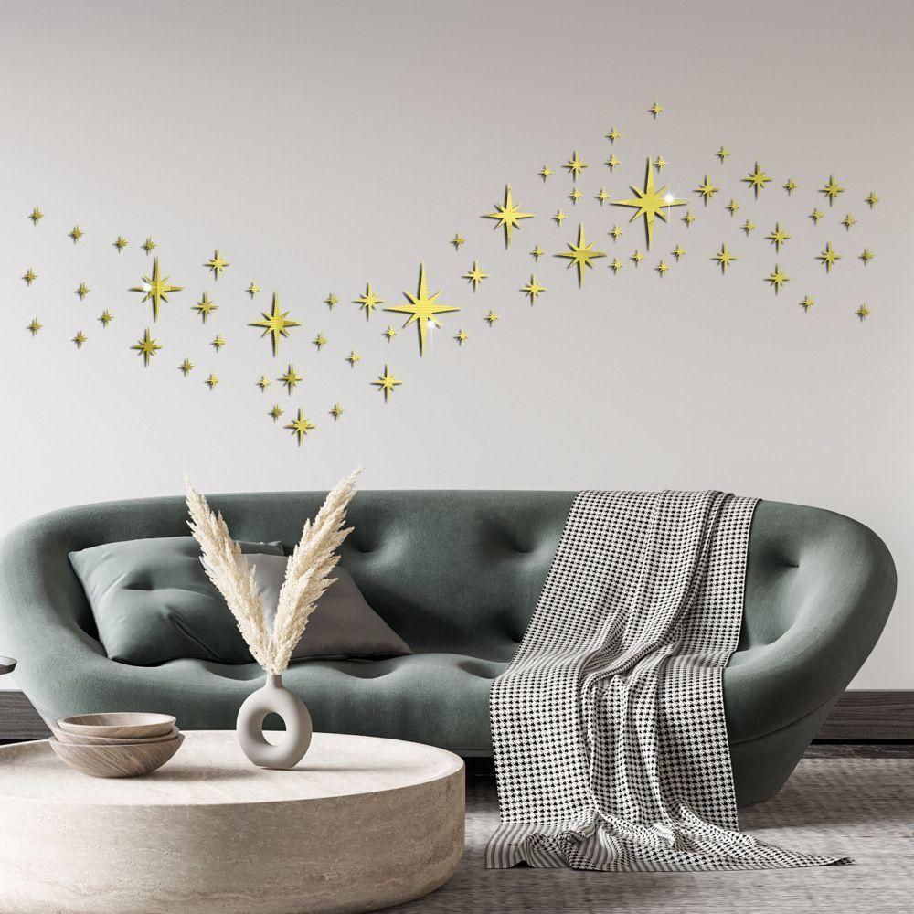 42PCS Starburst Pattern Star Wall Decals Self Adhesive Starburst Wall Stickers  Living Room Decor