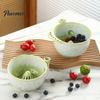 Fruit Washing Bowl Ceramic Berry Bowl, Swirl Design Rinse Colander with Handle Food Safe Washer And Drain Holes, Cleaning for Tomatoes Grapes