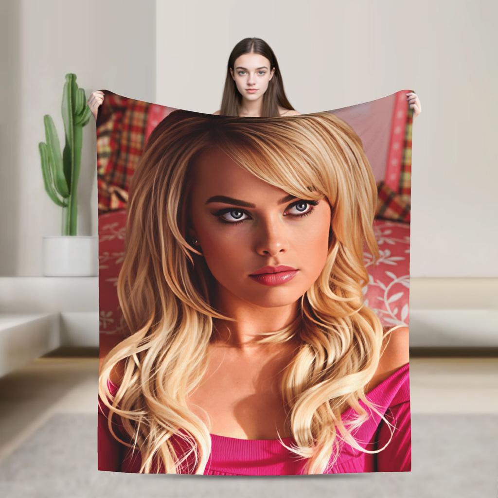 Warm Soft Blanket Picnic Margot Robbie Bedding Throws Funny Bedspread For Bedroom