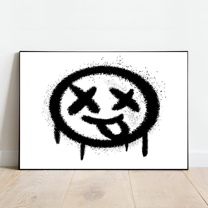 Graffitti Street Art Black White Minimalism Posters and Prints Canvas Printing Wall Picture for Living Room Home Decoration