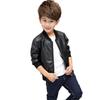 Baby Jungen PU Jacken 1-13 Jahre alt Rundhals Jacke Herbst Winter Plus Samt Verdickung Schwarz
