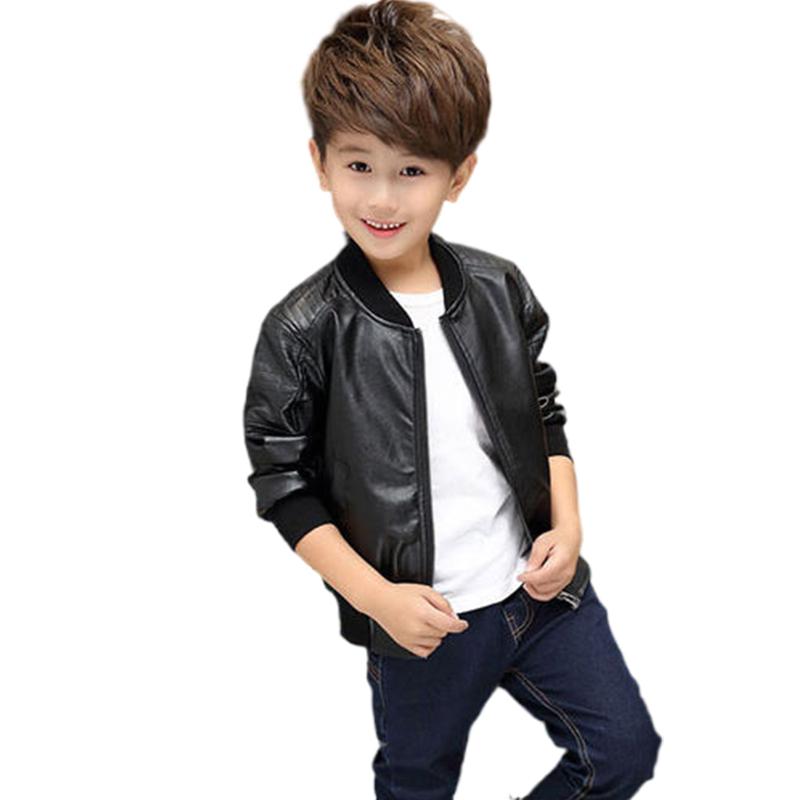 Baby Jungen PU Jacken 1-13 Jahre alt Rundhals Jacke Herbst Winter Plus Samt Verdickung Schwarz