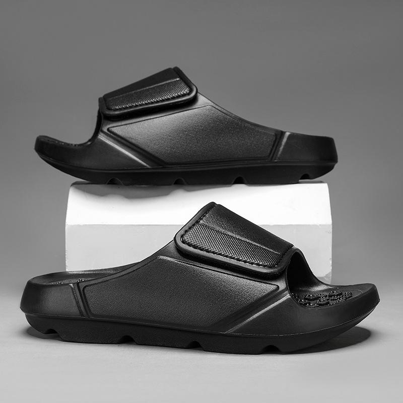 Summer Couples Soft-soled Velcro Slippers, Non-slip, Wear-resistant, Lightweight, Shock-absorbing Men s Beach Sandals 35-36 чёрный