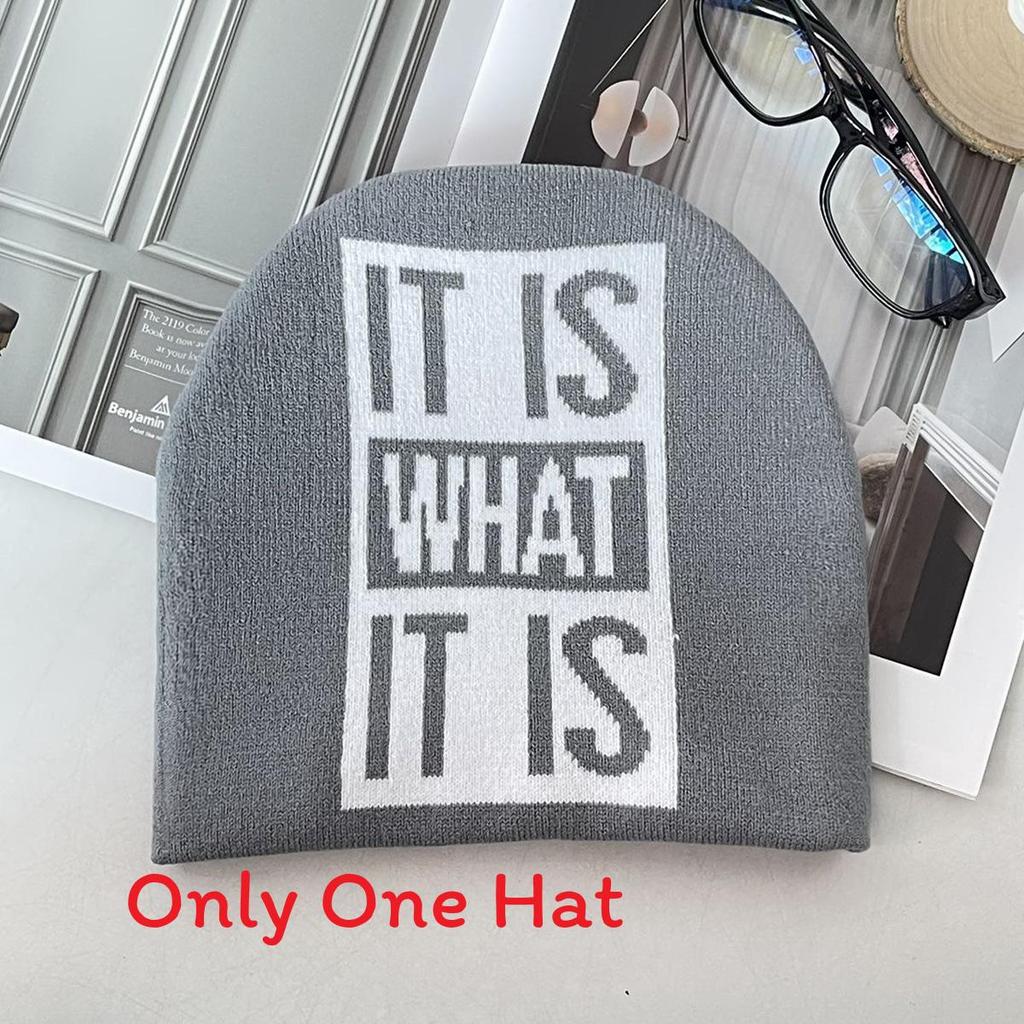 Knitted Hat For Winter With Warmth And Letter Design For Casual Outdoor Wear