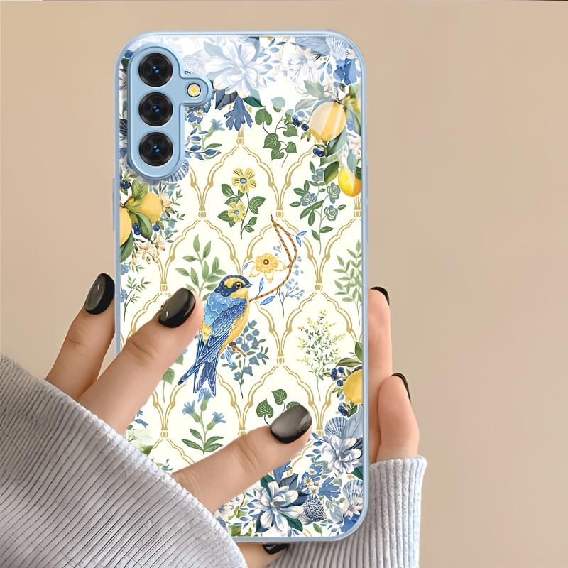 Flower, Bird, Lemon Pattern Tempered Glass Phone Case for Samsung Galaxy S26 S25 S24 S23 S22 S21 S20 fe/plus/Ultra Anti Drop