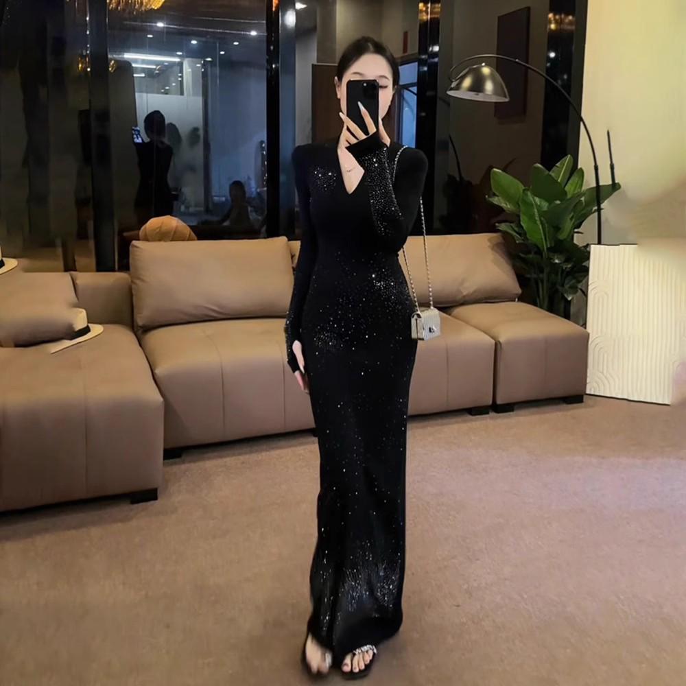 

2025 French Luxury Baby s Breath Plus Size High-End Women s Gown XL (for 120-135 kg) чорний