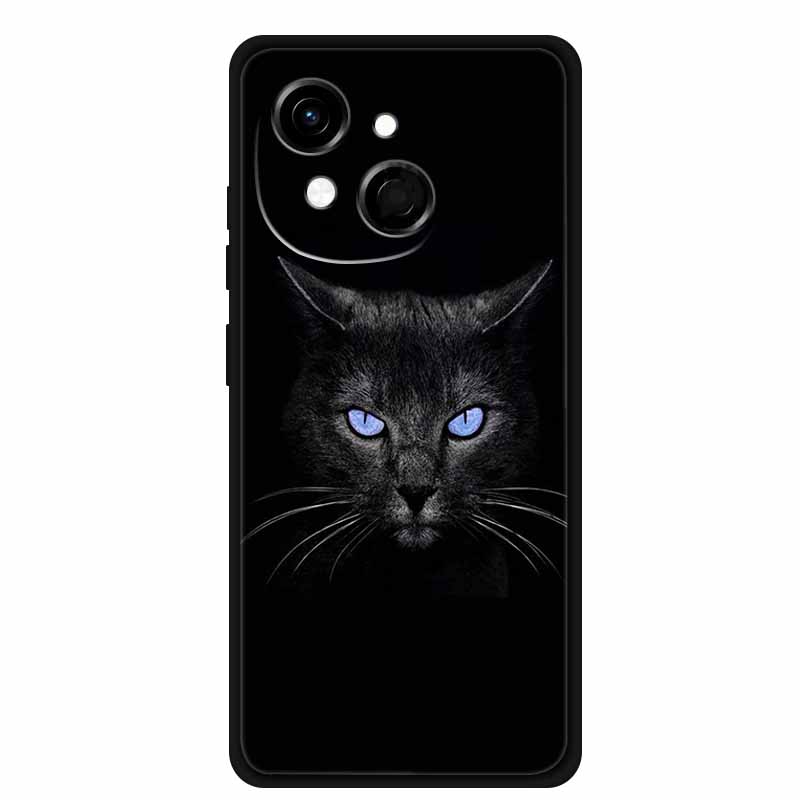 Black Silicone Case For Tecno Spark 40C Cases Wolf Luxury Protective Soft Back Cover For Tecno Pop 9 4G Case 6.67" Animal Fundas