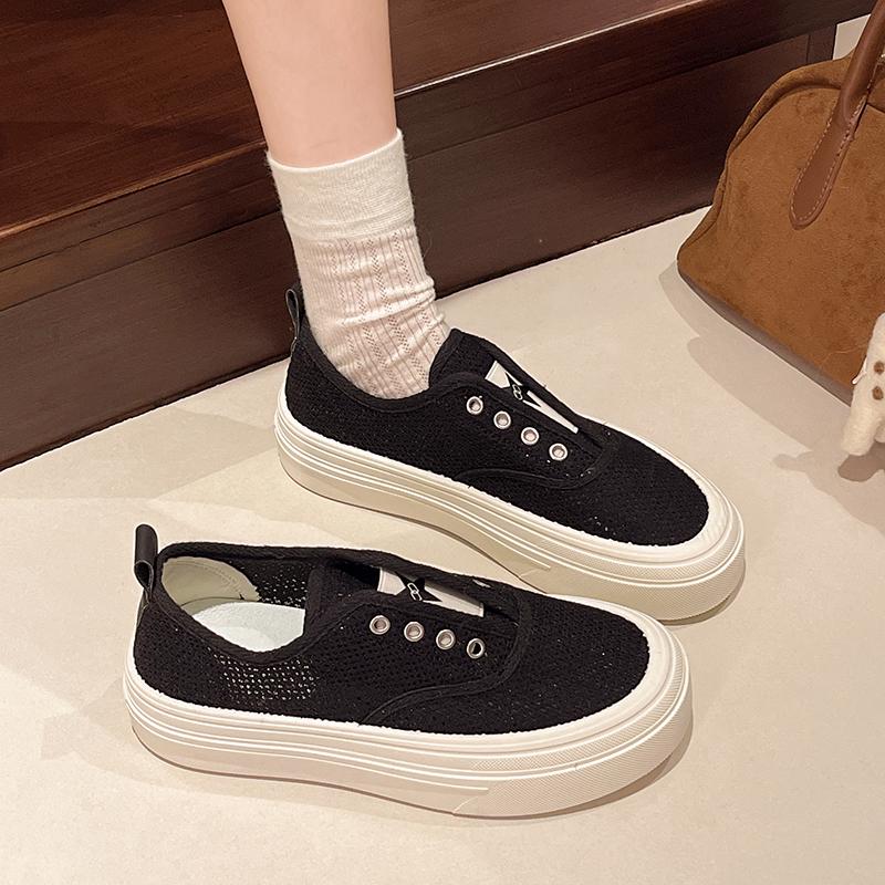 

Fashion Women s Vulcanized Shoes Platform Canvas Shoes 2025 New Versatile Breathable Casual Shoes Platform Sneakers 35 чёрный