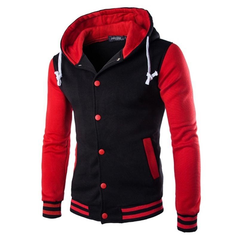 Buy Slim Fit Plus Size Baseball Hoodie Unisex Patchwork Hoody Fleece