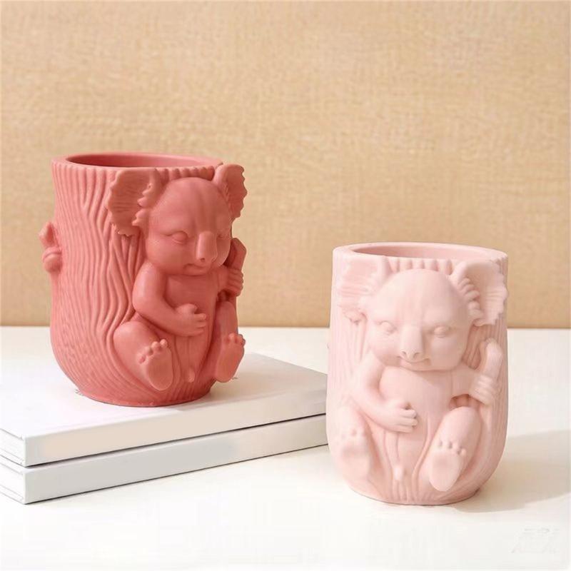 Flexible Silicone Koala Shape Flower Pot Mould To Create Unique Craft And Small Plant Containers