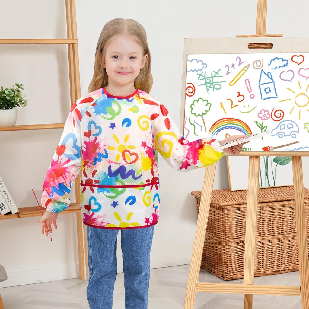 Art Smock For Kids Aprons For Boys And Girls Waterproof Toddler Art Smock Painting For Children With Long Sleeve And 3 Pockets