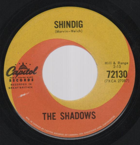 

7inch Record SHADOWS Shindig 72130 Capitol Records 1963 Canada Rock Used