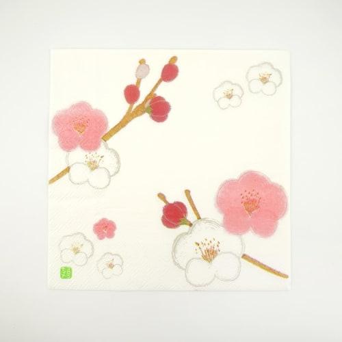 Frontier Paper Napkins, Red and White Plum Blossoms, PNK-036