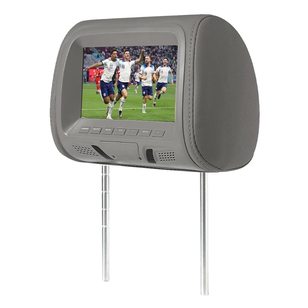 TOYOUSONIC Auto-Kopfstützenmonitor, universell, 7 Zoll, LED-Bildschirm, Multimedia-MP5-Player, Kissen, unterstützt USB/SD-Eingang, FM/Lautsprecher/Kamera