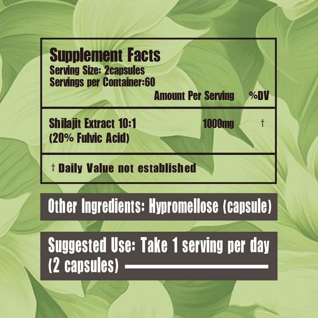 Shilajifuric Acid 1000 mg - Antioxidant, energy booster, enhances endurance.