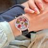 1pc Dazzling And Fashionable Women's Quartz Watch With Colorful Rhinestone Inlay, Featuring An Alluring Rotatable Dial, Durable