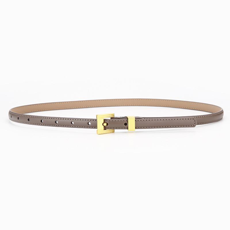 

Leather Womens Belt For Coat And Skirt Stylish Black Slim Waistband For Fashionable Looks DarkGray