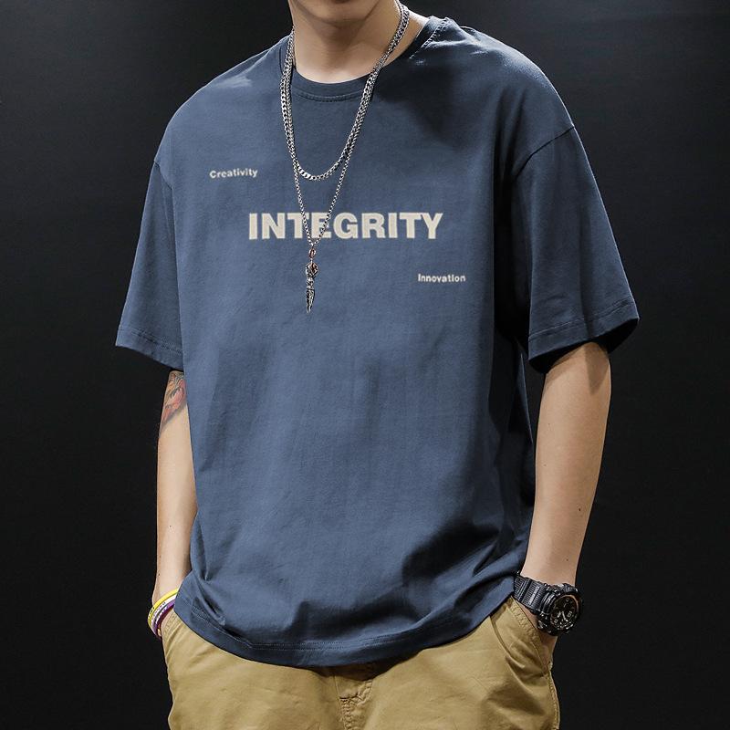 T-shirt Men's Short Sleeved Trendy Versatile Letter Printed Half Sleeved T-shirt Summer Loose Round Neck Casual Top