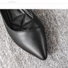 Women's Black Pointed-Toe Work Shoes - Soft Leather Shallow Mouth, Flat Soft-Soled, Comfortable for Interview/Flight Attendant, XCY36-357
