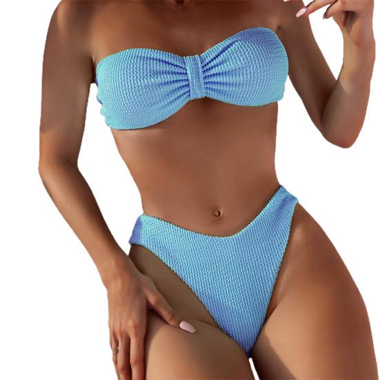 

Сексуальный купальник пуш-ап, стильный легкий комплект трусиков-бандо без косточек L синий