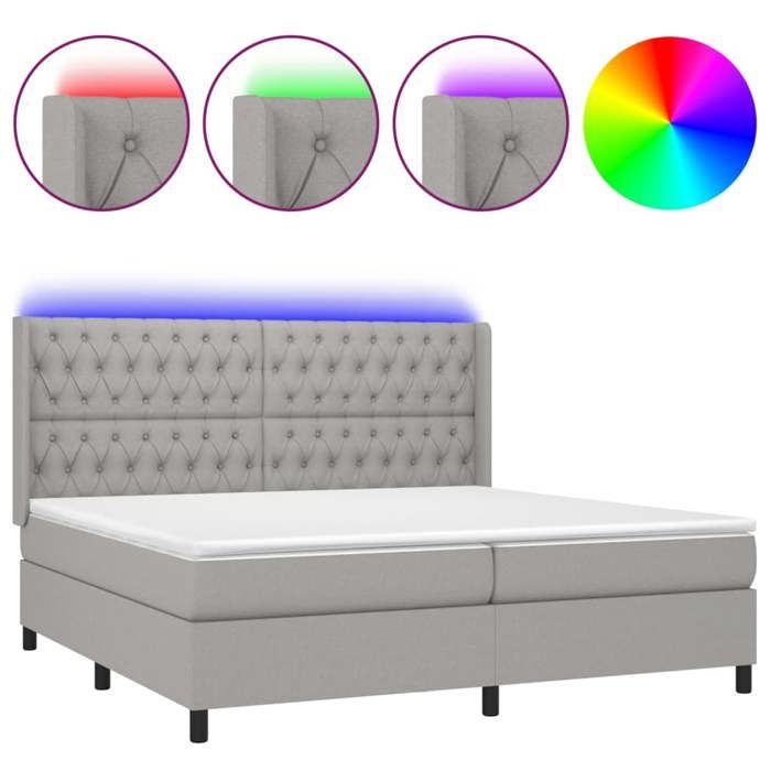 VidaXL Sommier à Lattes de Lit avec Matelas et LED, Lit Rembourré avec Tête de Lit, Lit Double, Lit Adulte de Chambre, 3138581