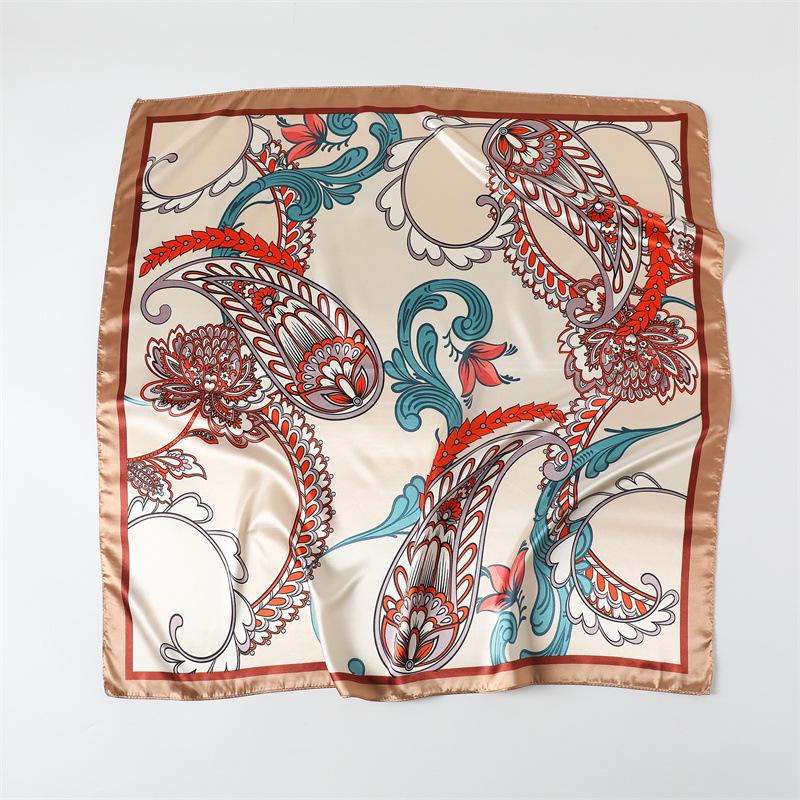 Zweifarbiger Paisley-Patchwork-Seidenschal - Europäisch & Amerikanisch Retro, 90cm Großes Quadrat, Dünnes Kopftuch/Schal