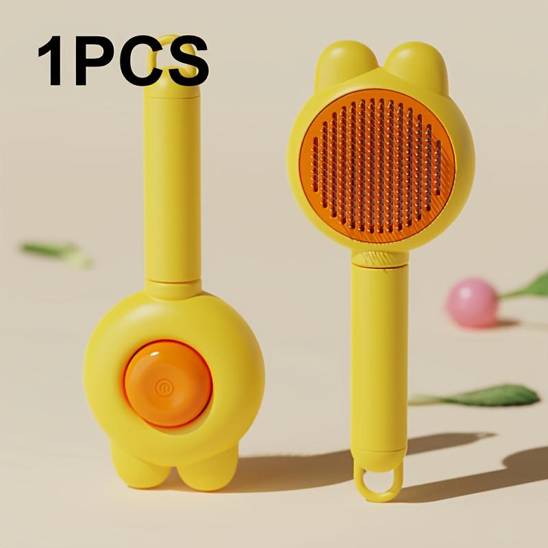 

1 шт. Самоочищающаяся расческа для груминга питомцев - Щетка для мягкого вычесывания кошек и собак, Прочные пластиковые щетинки 1pc жёлтый