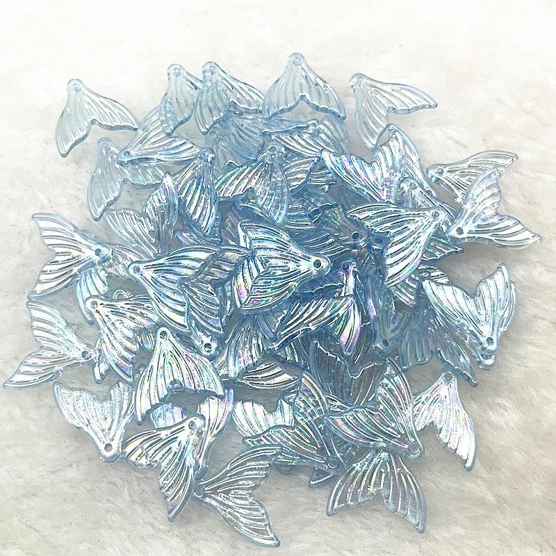 30pcs 20mm Colour AB Acrylic Mermaid Tail Pendant Charms for Jewelry Making Diy Earring Phone Chain Keychain Handmade Accessorie