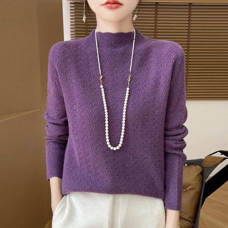 24 Autumn and winter new pullover sweater women's Andy velvet semi-turtleneck knitted bottoming shirt women's slim factory