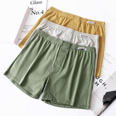 Herren-Boxerunterwäsche, offenes Design, Knopfleiste, mittelhoher Schnitt, elastischer Bund, Shorts, Slips, einfarbig, lockere Passform